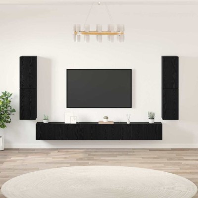 Set comodă TV 5 pcs Stejar negru Lemn compozit foto