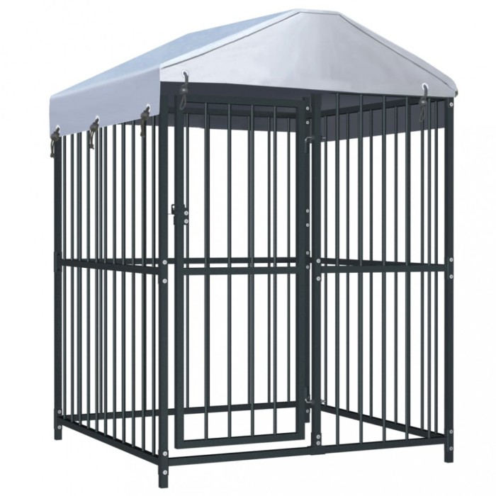 vidaXL Padoc pentru c&acirc;ini de exterior cu acoperiș, 120x120x150 cm
