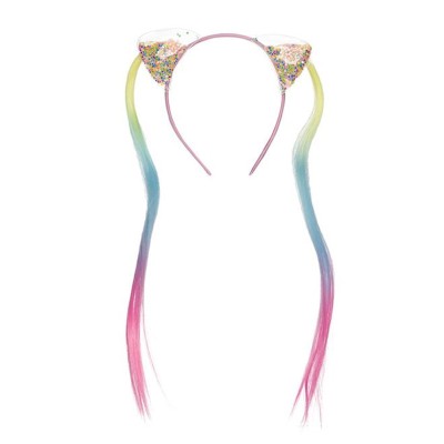 Bentita pentru copii, Urechi si par Rainbow, 36 cm, ATU-084870 foto