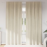 vidaXL Draperii opace cu bandă superioară, 2 buc., crem, catifea