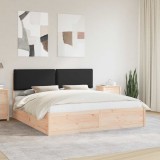 VidaXL Cadru de pat cu tăblie tapițată cu headboard Negru 200 x 200 cm 3398106