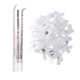 Tub de confetii, flippy, party popper, 30x5 cm, confetii lucioase rezistente la foc, eliberare prin rasucire, argintiu
