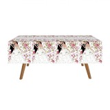 Față de Masă Petrecere Model Cuplu și Flori, Plastic, Alb, 180x120 cm, 1 Bucată