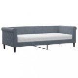 Cumpara ieftin Pat de zi cu saltea, gri inchis, 80x200 cm, catifea