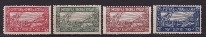 ROMANIA 1906 EXPOZITIUNEA GENERALA BUCURESTI SET 4 VINIETE GUMA ORIGINALA STARE MNH