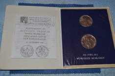 SET 2 MONEDE Jubiliare ARGINT 835 - 500 si 1000 Lire - Papa Ioan Paul II - 1983! foto