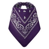 Bandana din Bumbac Mov cu Model Paisley, 54x54 cm, CMCLASS
