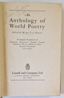 AN ANTHOLOGY OF WORLD POETRY by MARK VAN DOREN , 1929 foto