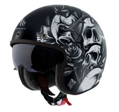 Casca open face pentru scuter - motocicleta MT Le Mans 2 S SV Breakout B2 negru mat (ochelari soare integrati) &ndash; omologare noua ECE 22.06 M (57/58cm)