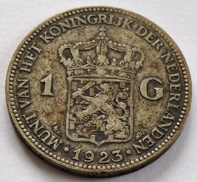 Olanda , 1 Gulden 1923, Wilhelmina foto