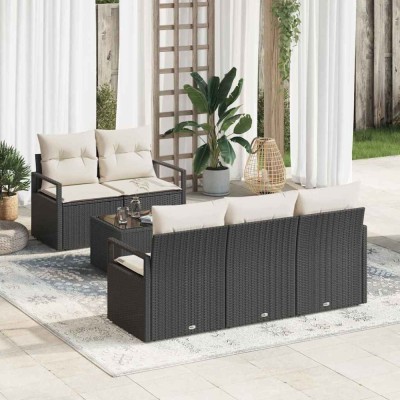 vidaXL Set de canapele pentru grădină 6 pcs Negru, Crem foto