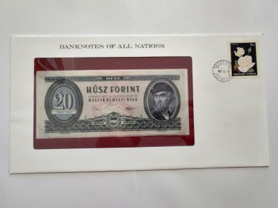 Ungaria 20 Forint 1975 - In plic de prezentare foto