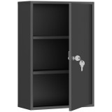 kleankin Dulap medical de perete, dulap de baie cu 3 rafturi, 2 chei, 40 x 18 x 60 cm, Negru | Aosom Romania