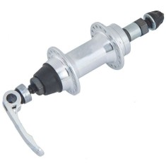 Butuc spate aluminiu, 36 gauri, argintiu, lungime QR 148.5 mm, ax 10 mm, cale rulare cu bile de otel