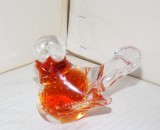 Statueta cristal sommerso bullicantte -Porumbel- design G. Padoan Mantorp Suedia