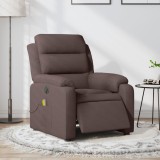 vidaXL Fotoliu electric de masaj rabatabil, maro &icirc;nchis, textil
