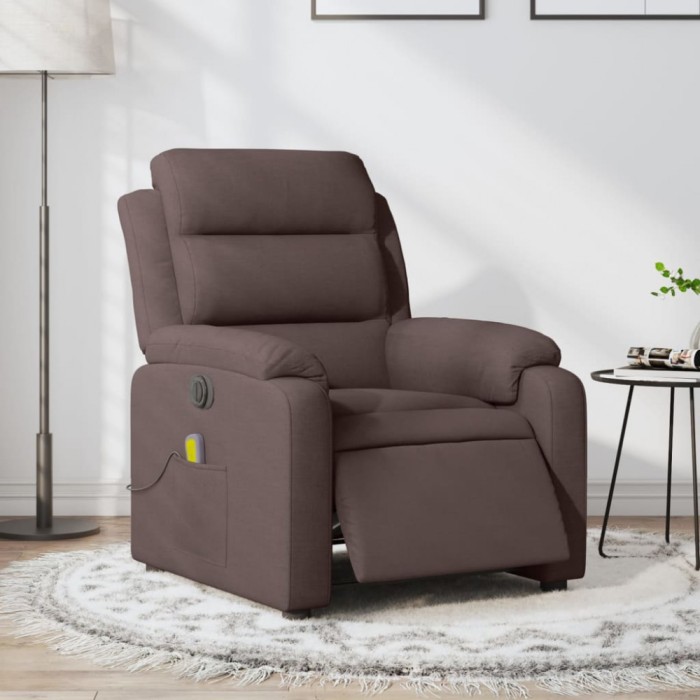 vidaXL Fotoliu electric de masaj rabatabil, maro &icirc;nchis, textil