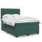 vidaXL Pat box spring cu saltea, verde &icirc;nchis, 140x200 cm, catifea 3293245