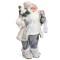 Figurină Decorativă Moș Crăciun, Model Alb, &Icirc;nălțime 60cm, Poliester, Felinar Inclus
