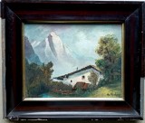 Peisaj cu cabana - semnat A.Hocker, Peisaje, Ulei, Altul