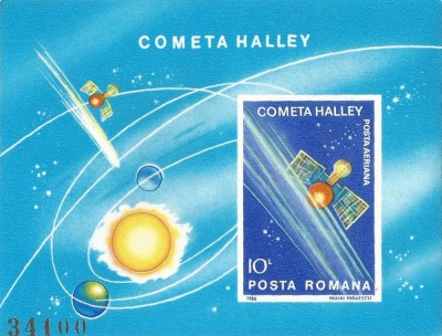 |Romania, LP 1150/1986, Intoarcerea Cometei Halley, colita nedantelata, MNH foto