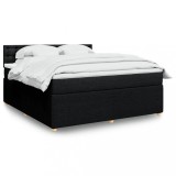 Cumpara ieftin Gossi pat box spring cu saltea, negru, 180x200 cm, catifea
