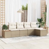 vidaXL Set de canapele pentru grădină cu pernă 5 pcs Bej Rattan poli 3348067