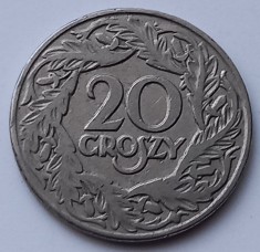 Polonia , 20 Groszy 1923, nichel