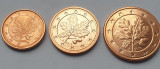 Set 3 monede 1, 2, 5 cents 2013-2015 Germania, unc, km#207-209