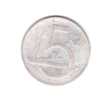 Moneda Cehoslovacia 5 korun 1929, stare buna, curata foto