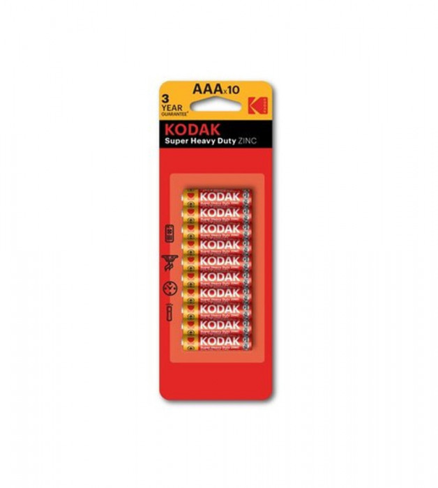 Kodak AAA/LR03 ZINC Super Heavy Duty alkaline 1.5V - 10 Bucati-Conținutul pachetului 1x Blister