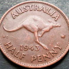 Moneda istorica HALF PENNY - AUSTRALIA, anul 1943 * cod 433 - GEORGIVS VI-lea