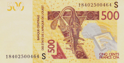 Bancnota Statele Africii de Vest 500 Franci 2018 - P919S UNC (Guineea Bissau) foto