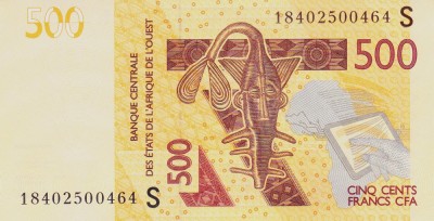 Bancnota Statele Africii de Vest 500 Franci 2018 - P919S UNC (Guineea Bissau) foto