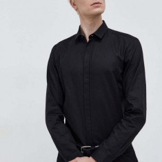 HUGO cămașă din bumbac bărbați, culoarea negru, cu guler clasic, slim 50508324