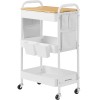 SONGMICS Raft de depozitare mobil tip carucior rulant, pentru baie sau bucatarie, cadru otel cu blat MDF, 31x44x74 cm, alb Household NewTrend