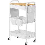SONGMICS Raft de depozitare mobil tip carucior rulant, pentru baie sau bucatarie, cadru otel cu blat MDF, 31x44x74 cm, alb Household NewTrend