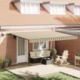 marchiză Manuală Retractabilă cu LED Verde și Galben 450x350 cm