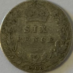 MAREA BRITANIE 6 PENCE 1908, KM#799, AG.925 foto