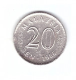 Moneda Malaezia 20 sen 1988, stare relativ buna, curata