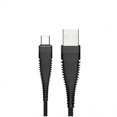 Cablu de date si alimentare, Kabel Armour, 2.1A, conector USB Tip A tata la USB Tip C tata, lungime 200 cm, negru