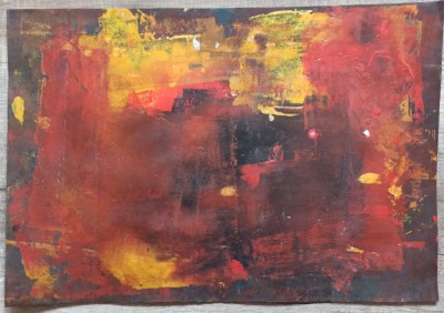 Lucrare grafica cu tema abstracta// tehnica mixta pe hartie foto