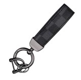 Breloc chei din piele si otel zincat, LUVLU&trade;, rotire la 360 de grade, inel in D anti-pierdere, 2 inele mici si surubelnita, pentru Barbati/Femei, Negr