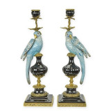 Pereche sfesnice papagal din portelan cu bronz NN-86, Decorative