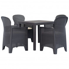 Set mobilier de exterior, 5 piese, maro, plastic, aspect ratan foto