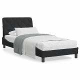 VidaXL Cadru de pat cu tăblie, negru, 90x200 cm, catifea