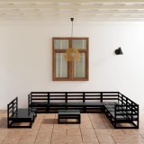 VidaXL Set mobilier de grădină, 11 piese, negru, lemn masiv de pin 3075873
