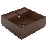 vidaXL Chiuvetă lux, preaplin maro &icirc;nchis mat 41x41 cm ceramică pătrat