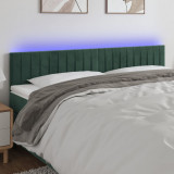 VidaXL Tăblie de pat cu LED, verde &icirc;nchis, 180x5x78/88 cm, catifea