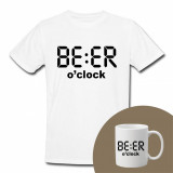 &quot;Beer o&#039;clock&quot; Set Personalizat &ndash; Tricou + Cană Alb XXL